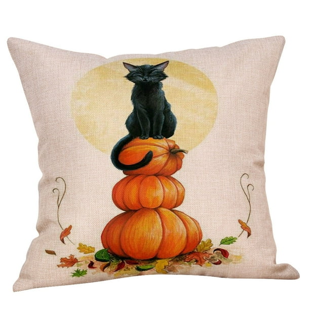 18"Fall Halloween Pumpkin Pillow Case Waist Throw Cushion Cover Sofa Home Decor